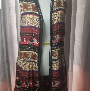 Morneau sleeveless cover up, duster. Open front